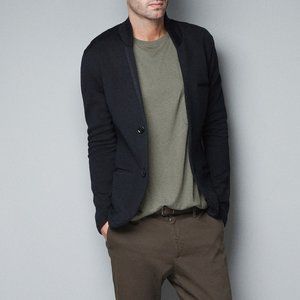 Knitted Tailored Blazer with Thin Lapels